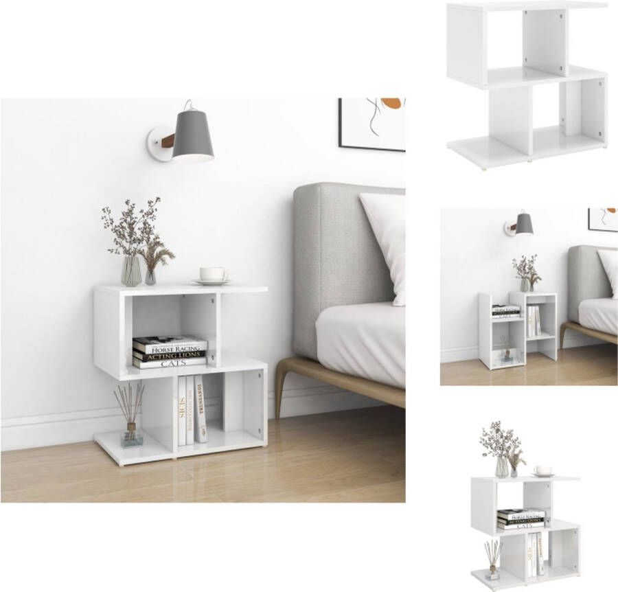 VidaXL Nachtkastje Nachtkastjes Telefoonkast Telefoonkasten Nachtkastje 50x30x51 5 cm bewerkt hout hoogglans wit - Foto 3