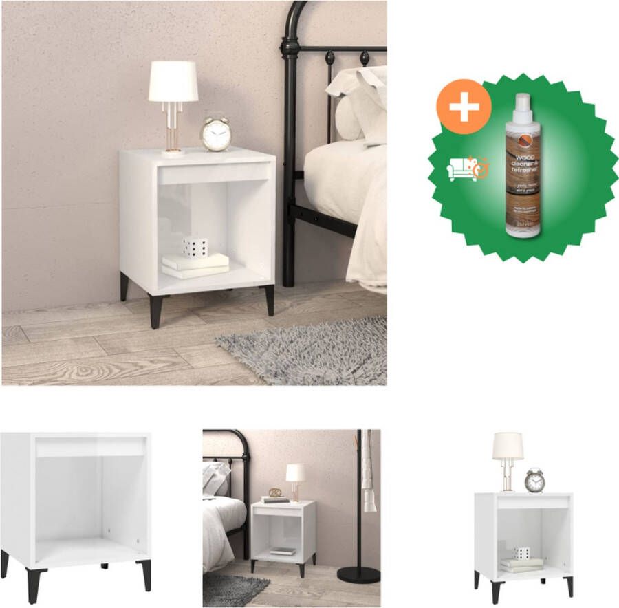VidaXL Nachtkastje Elegant Bijzetkast 40 x 35 x 50 cm Hoogglans wit Kast Inclusief Houtreiniger en verfrisser - Foto 3