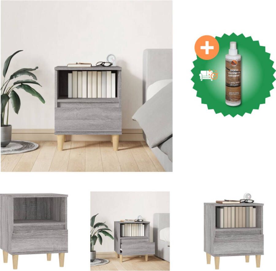 VidaXL Nachtkastje Elegant Bijzetkast Afmeting- 40 x 35 x 50 cm Ken- Grijs sonoma eiken Kast Inclusief Houtreiniger en verfrisser