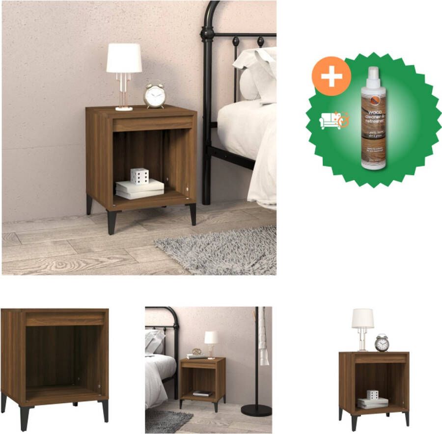 VidaXL Nachtkastje Elegant Bijzetkast Afmetingen- 40 x 35 x 50 cm Kleur- Bruineiken Kast Inclusief Houtreiniger en verfrisser - Foto 2