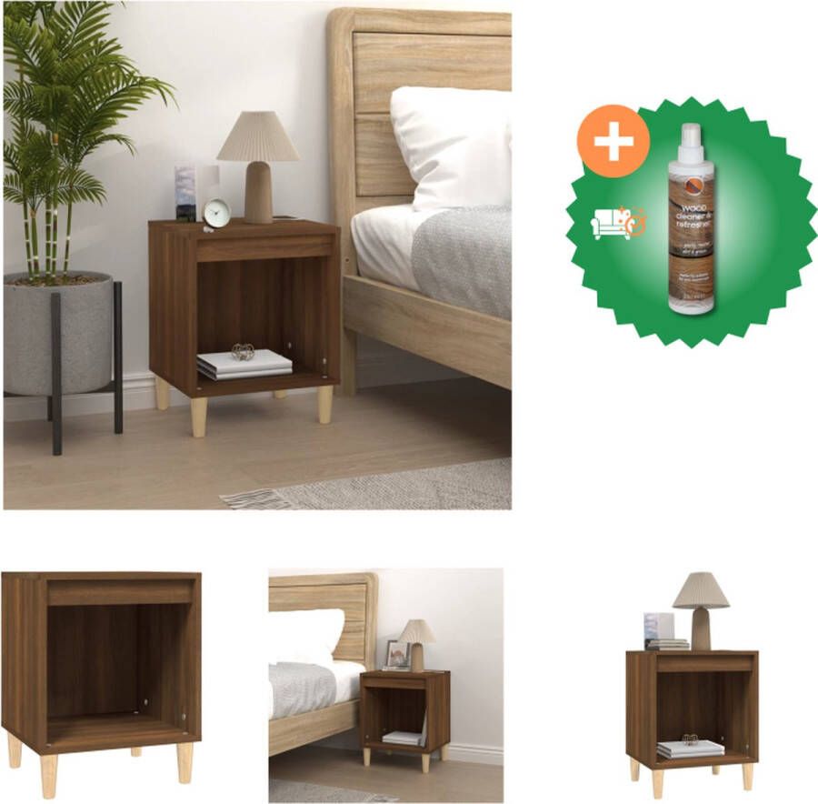 VidaXL Nachtkastje Elegant Bijzetkast Afmetingen- 40 x 35 x 50 cm Kleur- Bruineiken Kast Inclusief Houtreiniger en verfrisser - Foto 3