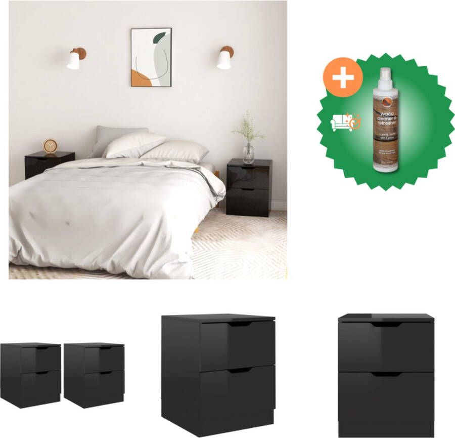 VidaXL Nachtkastje Elegant Bijzettafel 40x40x50 cm Hoogglans zwart Kast Inclusief Houtreiniger en verfrisser