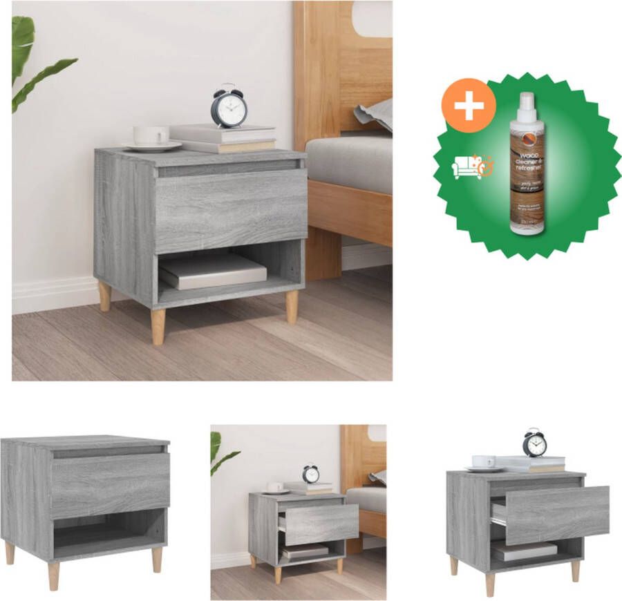 VidaXL Nachtkastje Elegant Design Meubelen Afmetingen- 50 x 46 x 50 cm Kleur- Grijs Sonoma Eiken Kast Inclusief Houtreiniger en verfrisser
