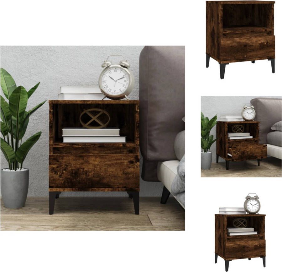 VidaXL Nachtkastje Nachtkastjes Bedtafel Bedtafels Nachtkastje 40x35x50 cm gerookt eikenkleurig - Foto 2