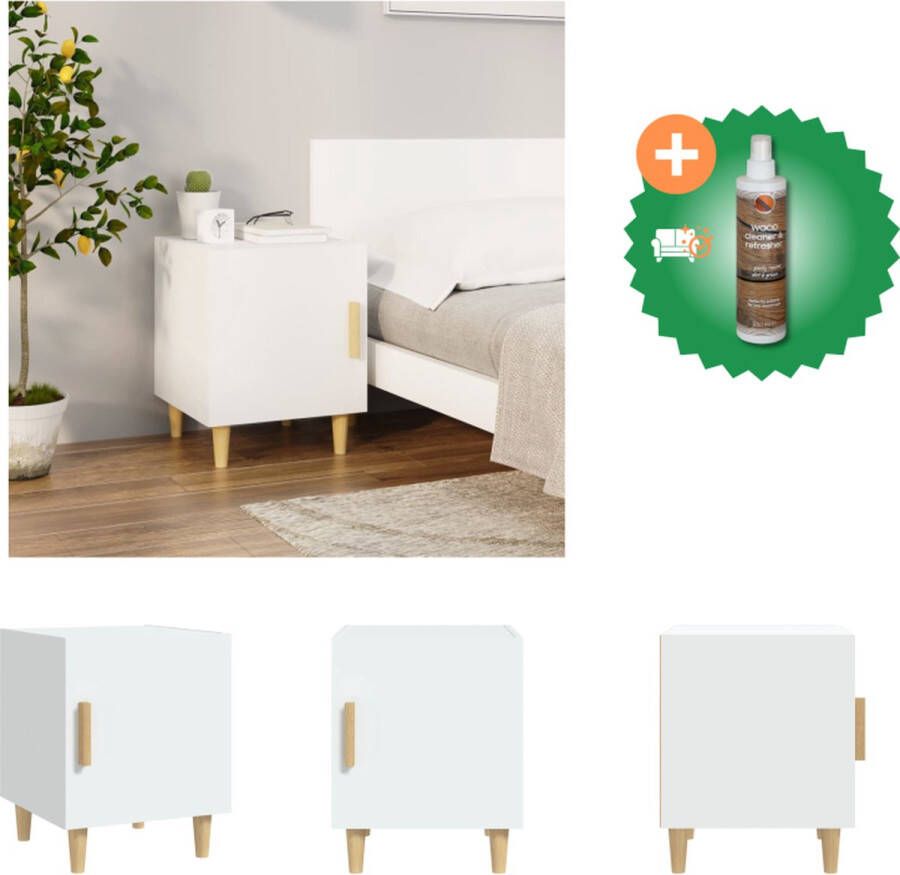 VidaXL Nachtkastje Elegant Hout 40 x 40 x 50 cm Wit Kast Inclusief Houtreiniger en verfrisser