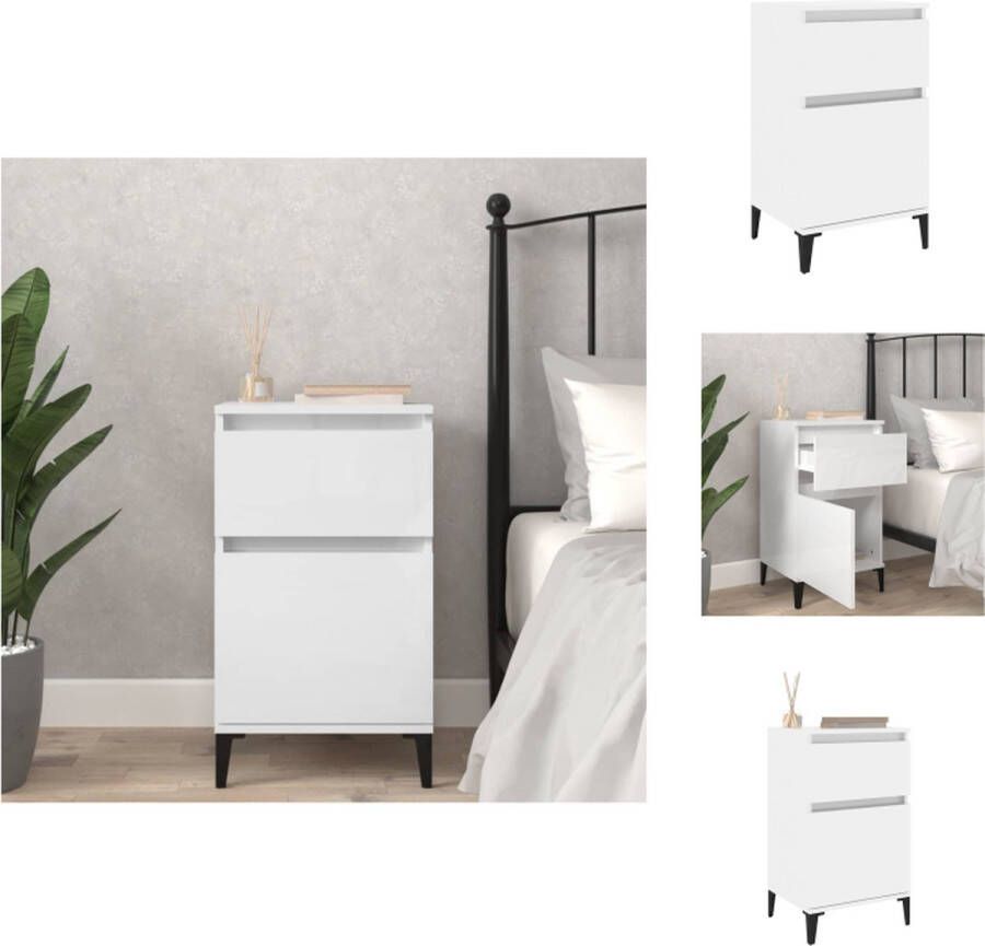 VidaXL Nachtkastje Nachtkastjes Kastje Nachttafel Nachtkastje 40x35x70 cm hoogglans wit