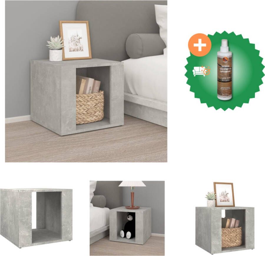 VidaXL Nachtkastje Elegant Interieur Afmeting- 41 x 40 x 36 cm Kleur- Betongrijs Kast Inclusief Houtreiniger en verfrisser