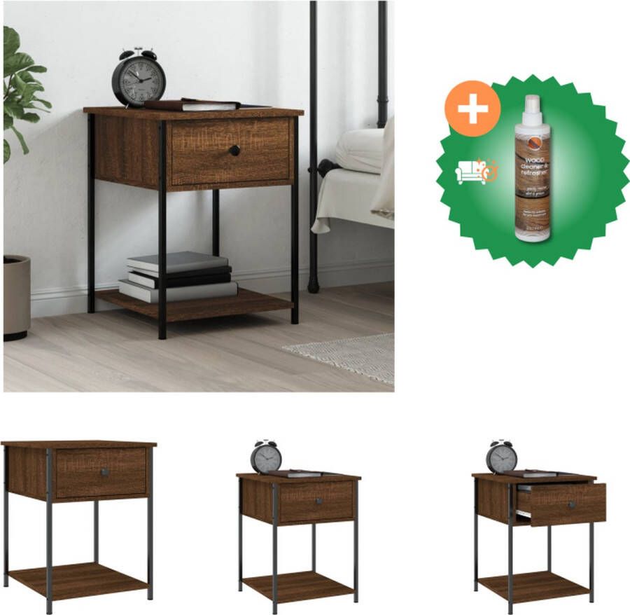 VidaXL Nachtkastje Elegant Interieur Afmetingen- 44 x 45 x 58 cm Kleur- Bruineiken Kast Inclusief Houtreiniger en verfrisser