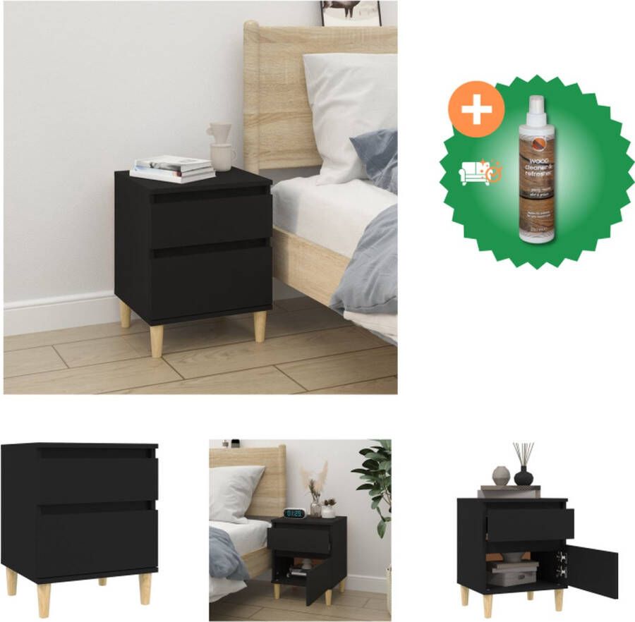 VidaXL Nachtkastje Elegant Meubel 40x35x50 cm Zwart Kast Inclusief Houtreiniger en verfrisser