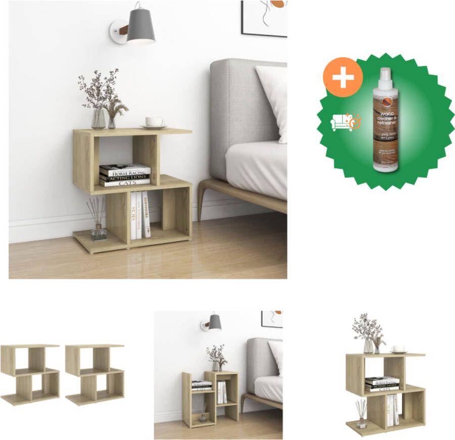 VidaXL Nachtkastjes 2 st 50x30x51-5 cm spaanplaat sonoma eikenkleurig Kast Inclusief Houtreiniger en verfrisser