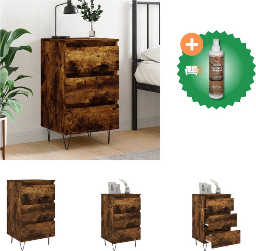VidaXL Nachtkastje Elegant Meubelen 40 x 35 x 69 cm Gerookt eiken Kast Inclusief Houtreiniger en verfrisser