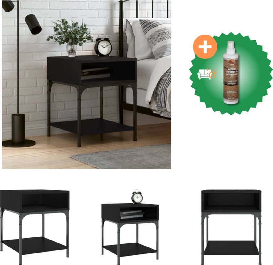 VidaXL Nachtkastje Elegant Meubelen 40 x 41 x 50 cm Kleur- Zwart Kast Inclusief Houtreiniger en verfrisser