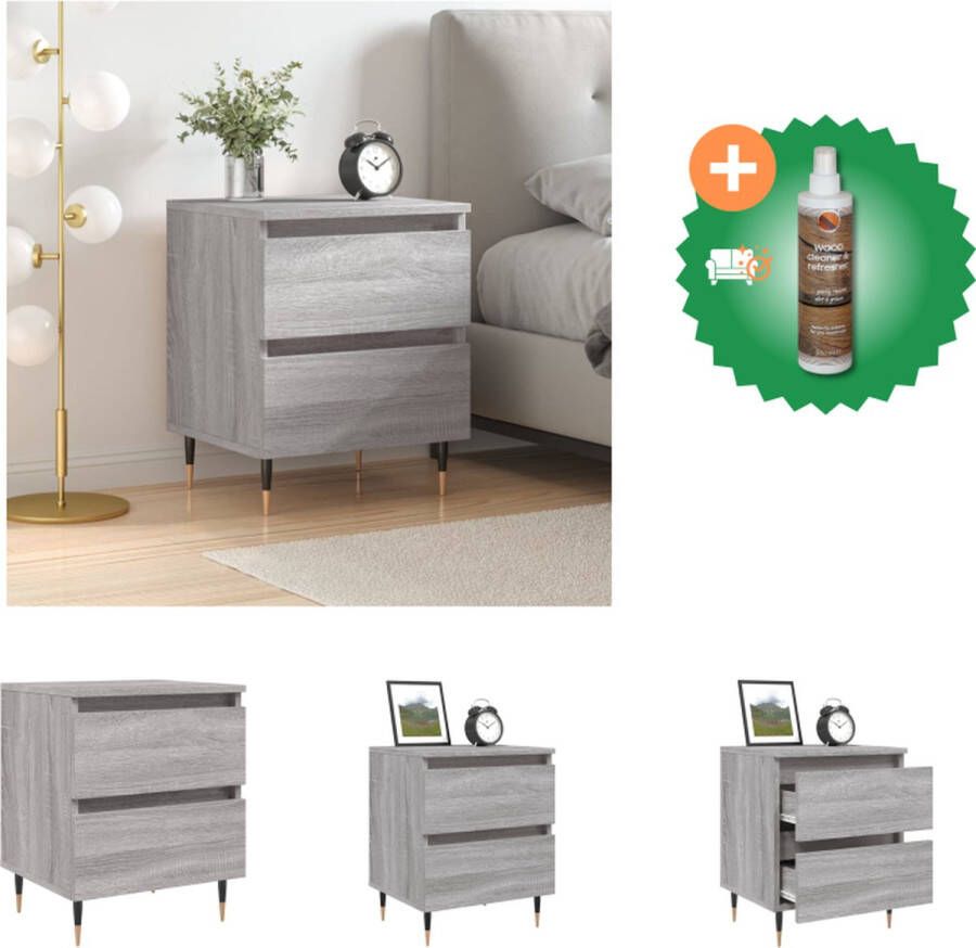 VidaXL Nachtkastje Elegant Meubelen Afmeting- 40 x 35 x 50 cm Ken- Grijs Sonoma Eiken Kast Inclusief Houtreiniger en verfrisser