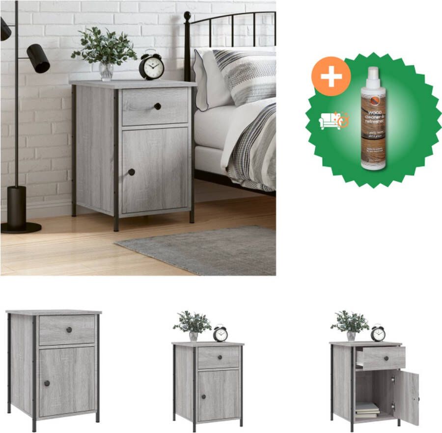 VidaXL Nachtkastje Elegant Meubelen Afmetingen- 40 x 42 x 60 cm Kleur- Grijs Sonoma Eiken Kast Inclusief Houtreiniger en verfrisser
