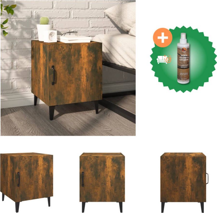 VidaXL Nachtkastje Elegant Meubelen Afmetingen- 40x40x50cm Materiaal- Bewerkt hout Kleur- Gerookt eiken Kast Inclusief Houtreiniger en verfrisser
