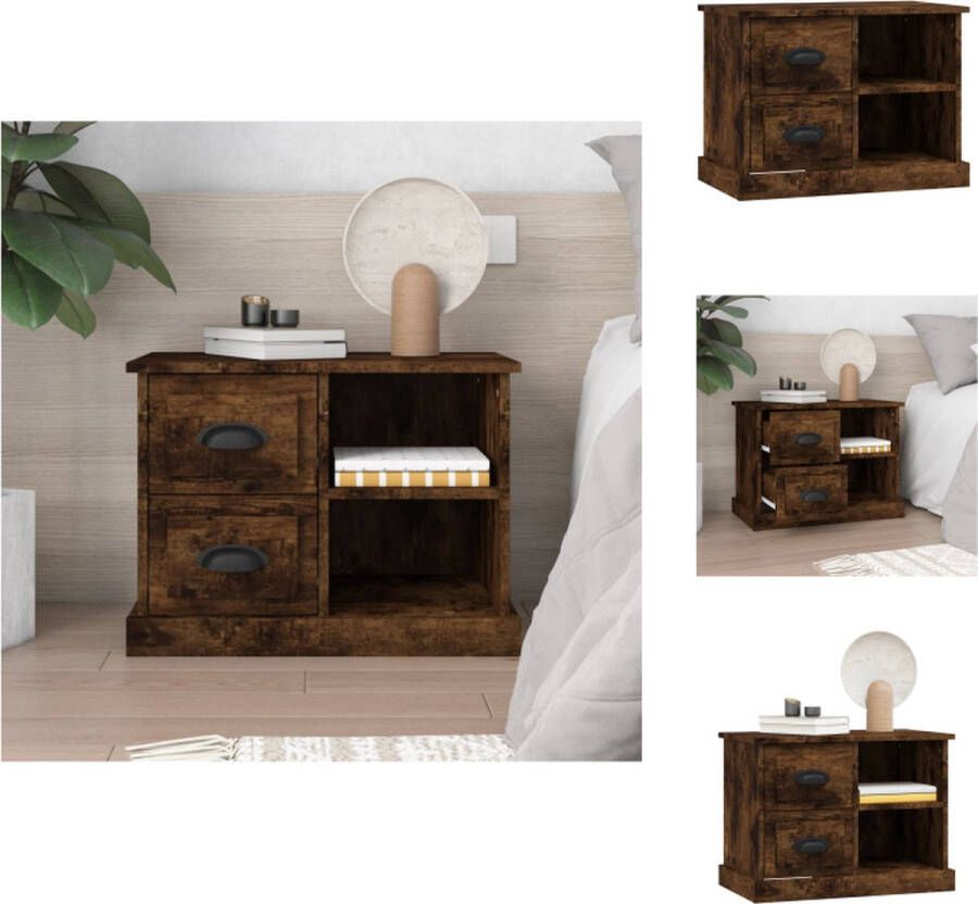 VidaXL Nachtkastje Nachtkastjes Houten Nachtkastje Houten Nachtkastjes Nachtkastje 60x35 5x45 cm gerookt eikenkleurig - Foto 2
