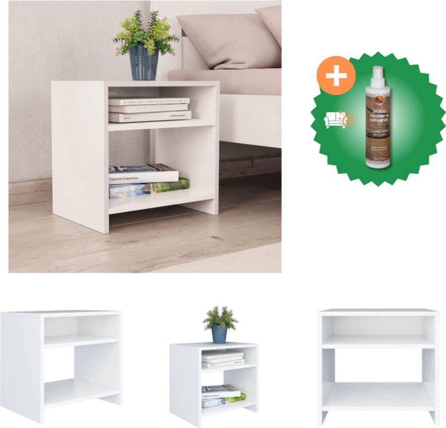 VidaXL Nachtkastje Bijzetkastje 40x30x40 cm Stevige constructie Wit Bewerkt hout Kast Inclusief Houtreiniger en verfrisser - Foto 2