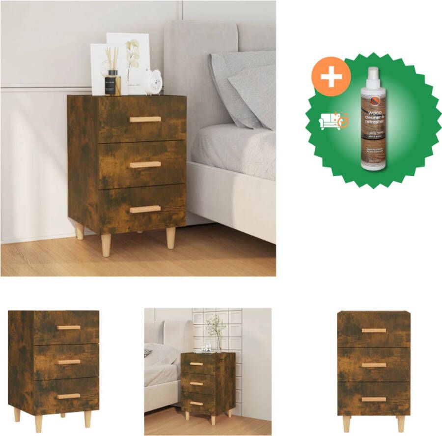 VidaXL Nachtkastje Elegant Nachtkastjes 40 x 40 x 66 cm Gerookt eiken Kast Inclusief Houtreiniger en verfrisser