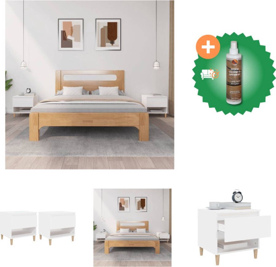 VidaXL Nachtkastje Elegant Nieuw design 50 x 46 x 50 cm Kleur- Wit Kast Inclusief Houtreiniger en verfrisser