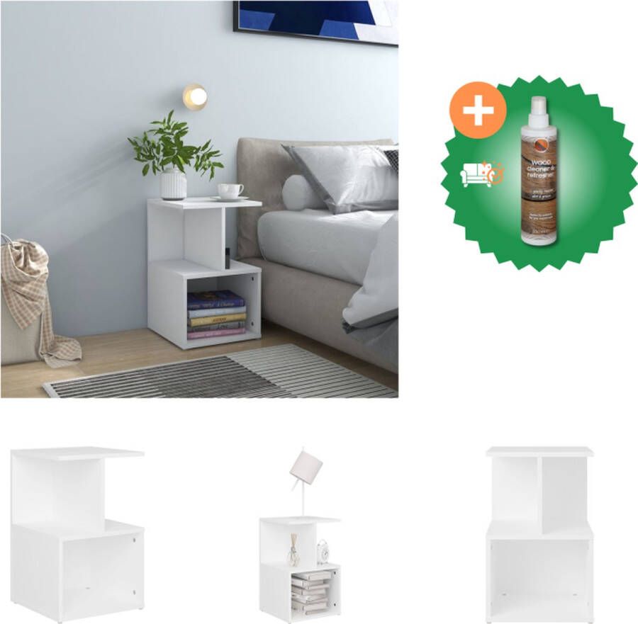 VidaXL Nachtkastje Elegant ontwerp Bedtafeltje 35 x 35 x 55 cm Wit Kast Inclusief Houtreiniger en verfrisser