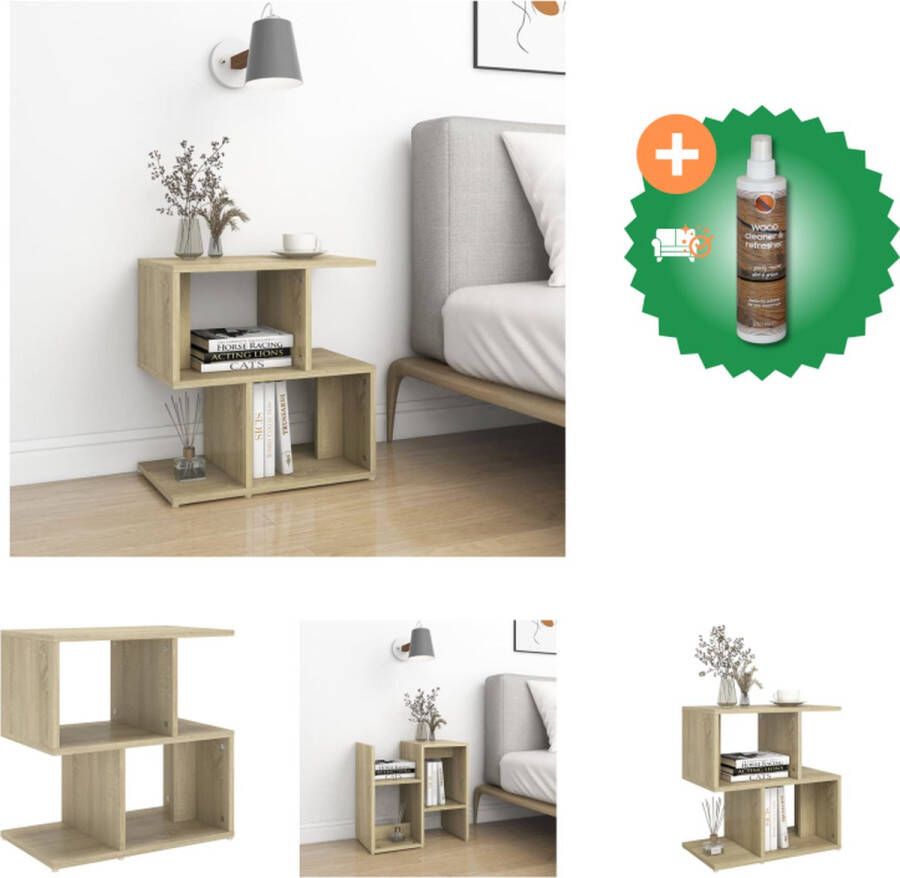 VidaXL Nachtkastje Elegant ontwerp Bedtafeltje met open vakken Stevig blad Sonoma eiken 50 x 30 x 51.5 cm Montage vereist Kast Inclusief Houtreiniger en verfrisser