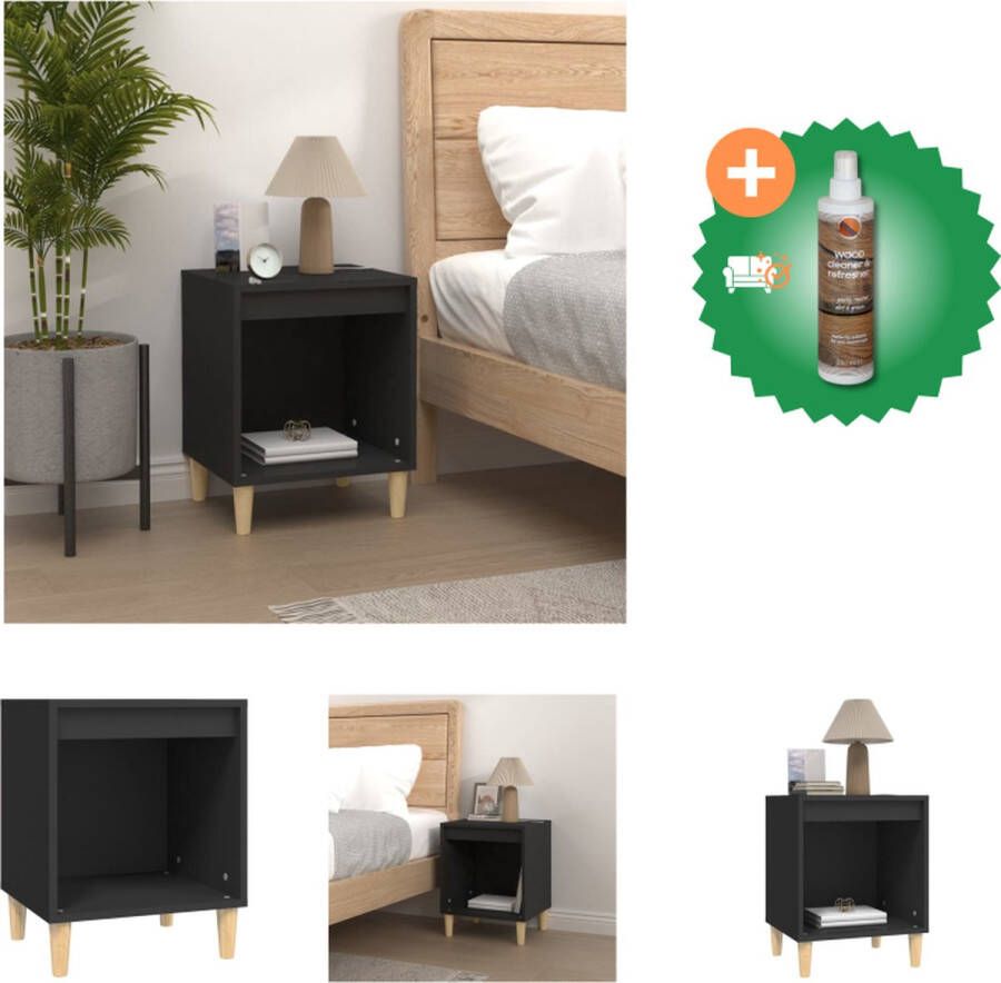 VidaXL Nachtkastje Elegant ontwerp Duurzaam bewerkt hout Voldoende opbergruimte Stevig blad Montagehandleiding inbegrepen Zwart 40 x 35 x 50 cm Kast Inclusief Houtreiniger en verfrisser - Foto 2