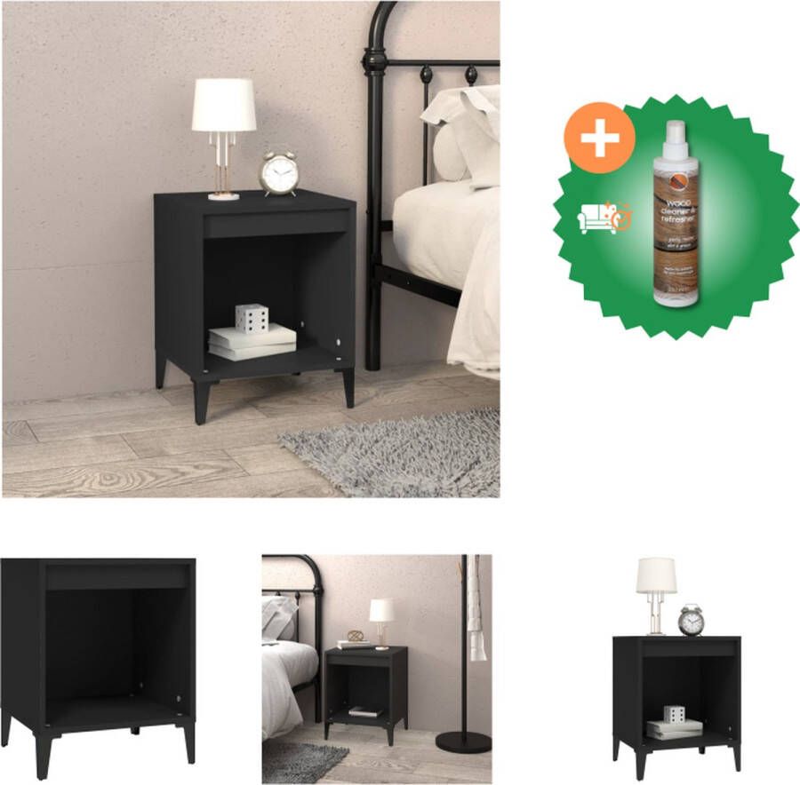 VidaXL Nachtkastje Elegant ontwerp Duurzaam bewerkt hout Voldoende opbergruimte Stevig tafelblad Zwart 40x35x50 cm Kast Inclusief Houtreiniger en verfrisser
