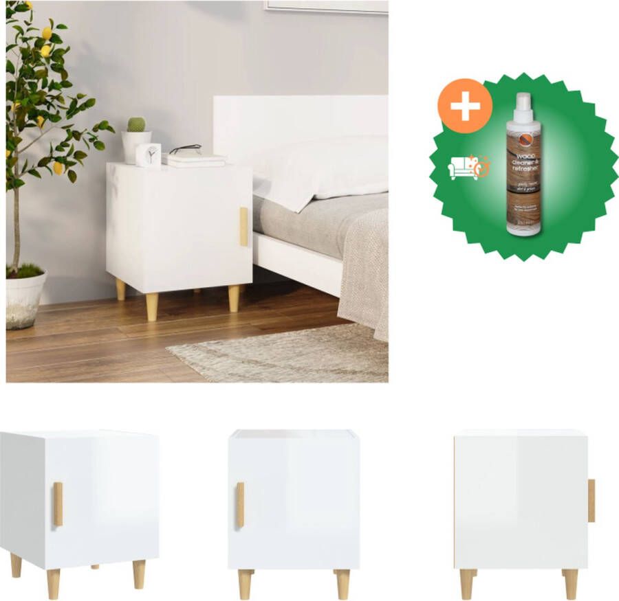 VidaXL Nachtkastje Elegant Ontwerp Hoogwaardig Hout 40x40x50cm Wit Kast Inclusief Houtreiniger en verfrisser - Foto 2
