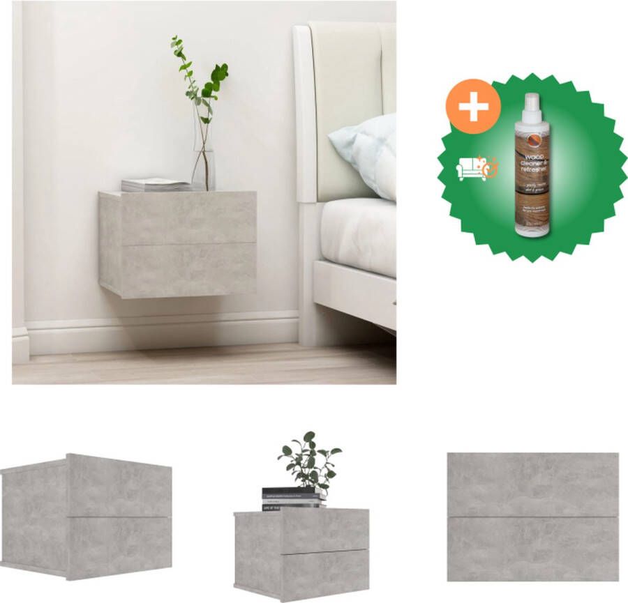 VidaXL Nachtkastje Elegant Opbergmeubel Afmetingen- 40 x 30 x 30 cm Kleur- Betongrijs Materiaal- Spaanplaat 2 lades Montage vereist Kast Inclusief Houtreiniger en verfrisser