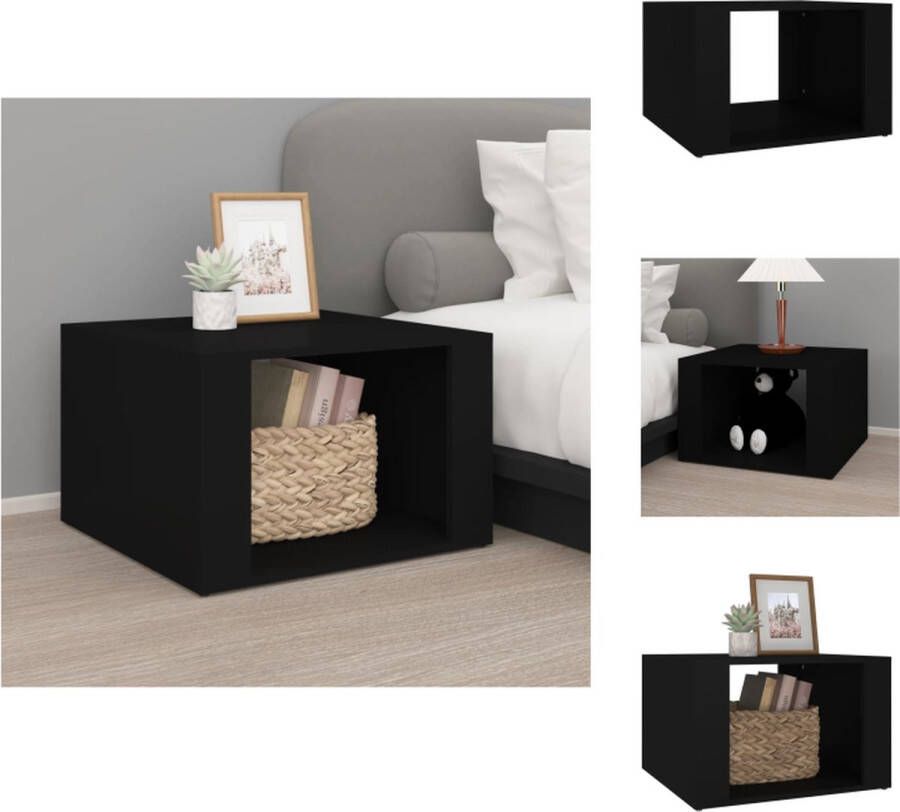 VidaXL Nachtkastje Nachtkastjes Nacht Kastje Nachtkastje 57x55x36 cm bewerkt hout zwart - Foto 2
