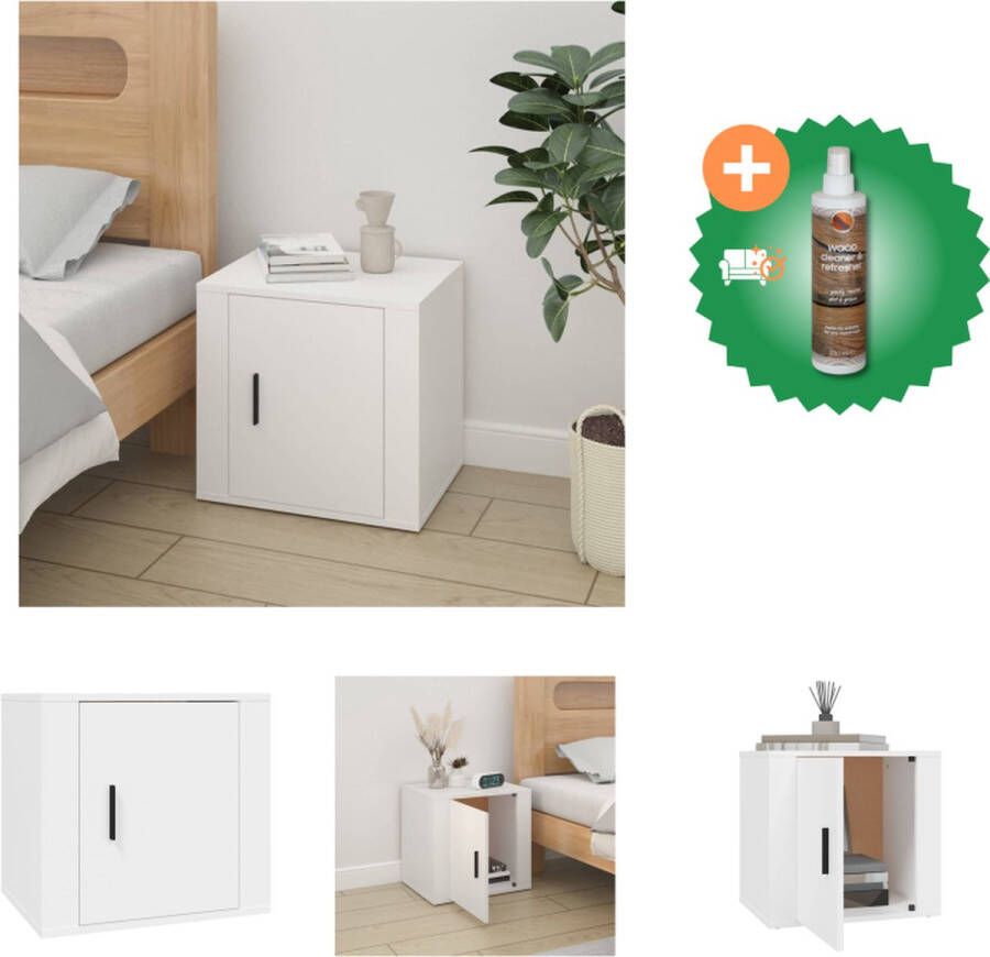 VidaXL Nachtkastje Elegant Wit 50x39x47 cm Bewerkt Hout Kast Inclusief Houtreiniger en verfrisser - Foto 2