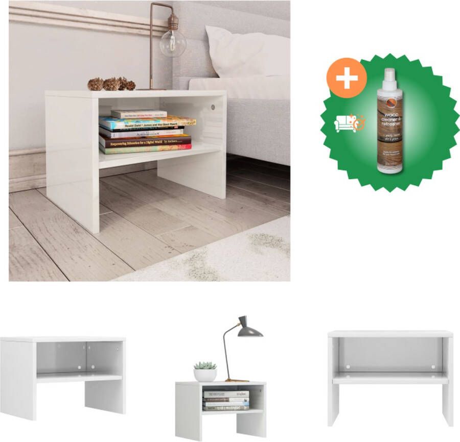 VidaXL Nachtkastje Elegante Meubel 40x30x30 cm Hoogglans Wit Kast Inclusief Houtreiniger en verfrisser