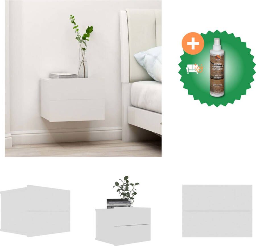 VidaXL Nachtkastje Elegante Meubel Afmeting- 40x30x30cm Kleur- Wit Materiaal- Spaanplaat Met 2 lades Kast Inclusief Houtreiniger en verfrisser