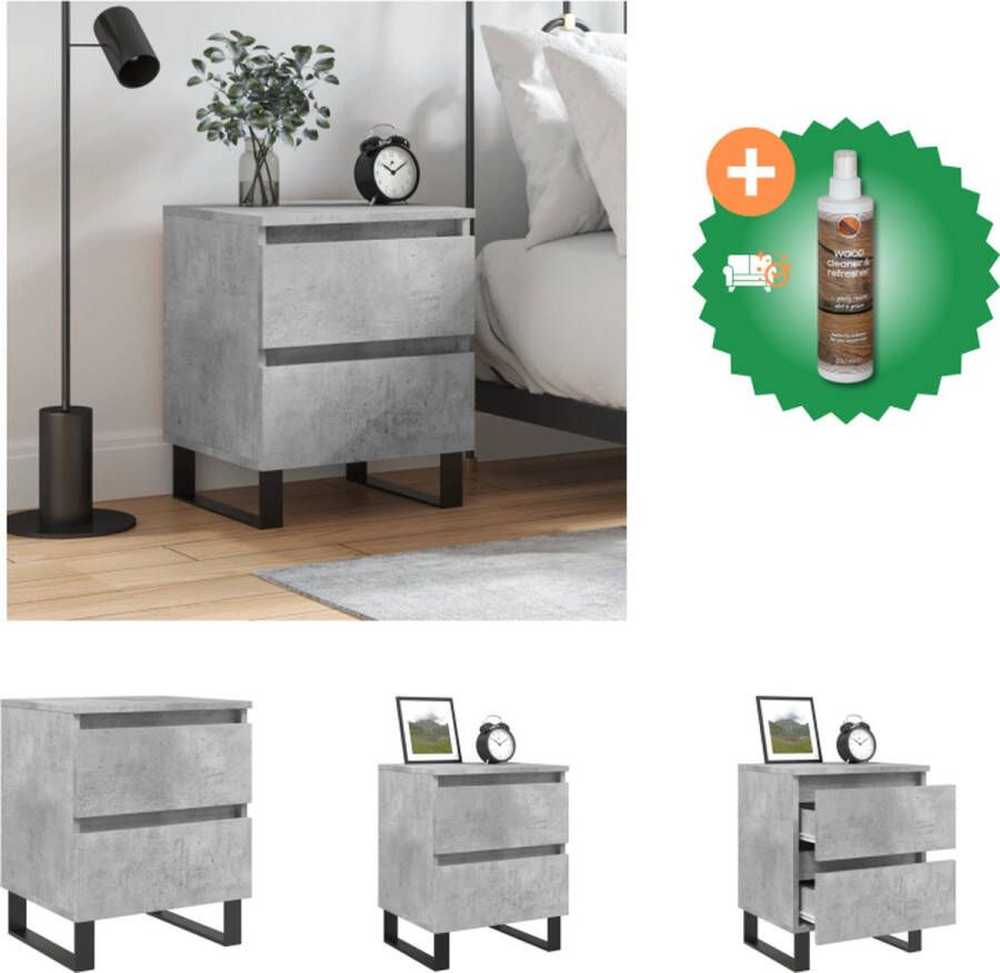 VidaXL Nachtkastje Elegante Nachtkastje 40 x 35 x 50 cm Betongrijs Kast Inclusief Houtreiniger en verfrisser