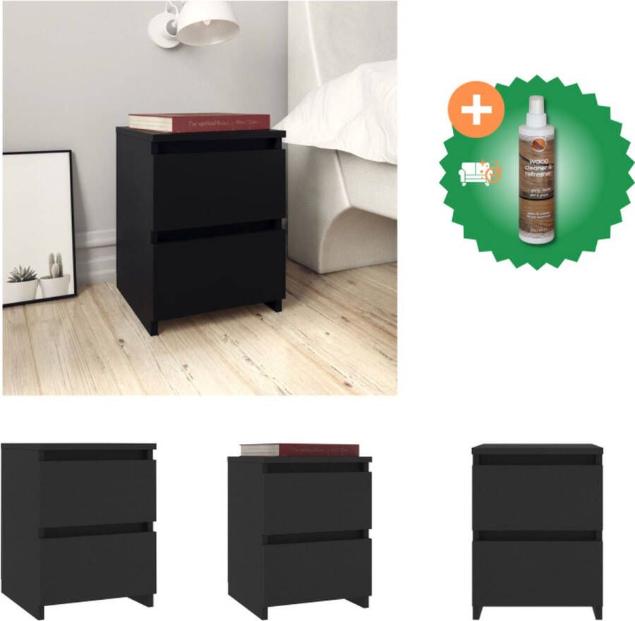 VidaXL Nachtkastje Elegante Nachtkastje Meubels 30 x 30 x 40 cm Zwart hout Kast Inclusief Houtreiniger en verfrisser