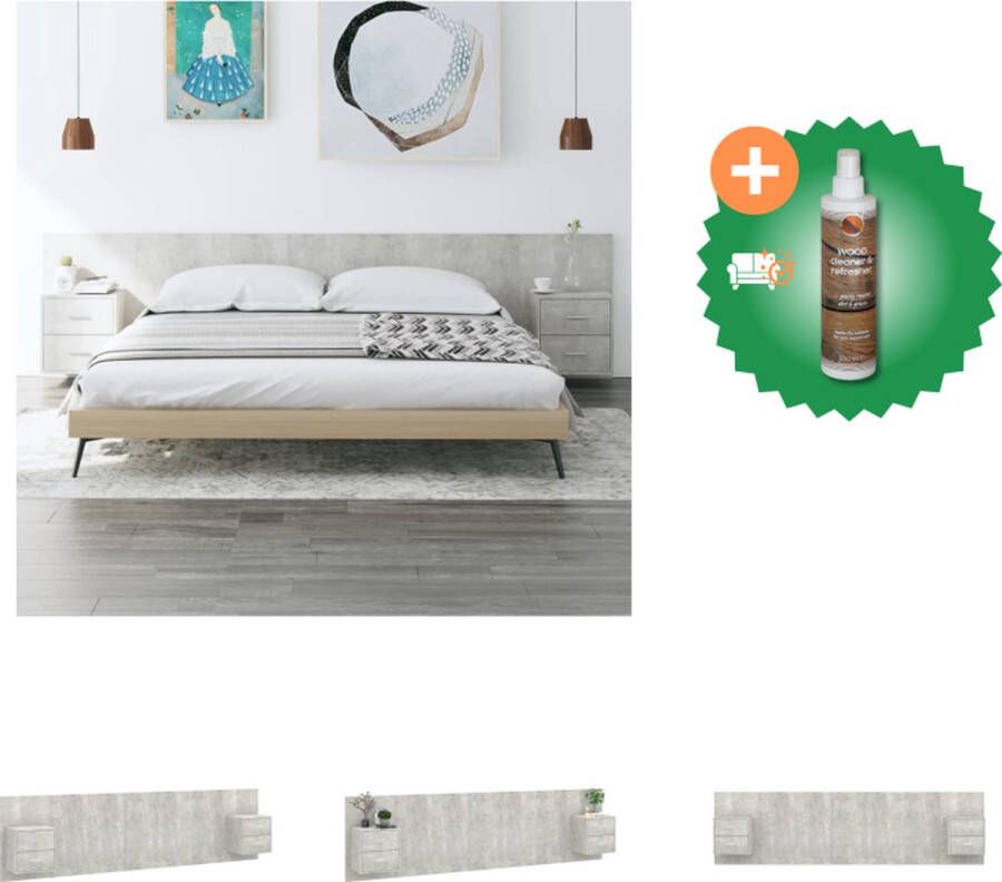 VidaXL Nachttafel Betongrijs 48.5x32.5x80cm Hoofdbord Wandmontage Kastjes Hoge Kwaliteit Montage Vereist Bedonderdeel Inclusief Houtreiniger en verfrisser - Foto 3