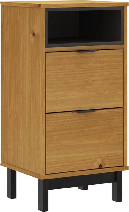 VidaXL Nachtkastje FLAM Grenenhout 40x35x80 cm Nachtkastje Kastje Slaapkamer Kamerdecoratie Grenenhout Vintage Stijl Bruine Kleur Opbergkast