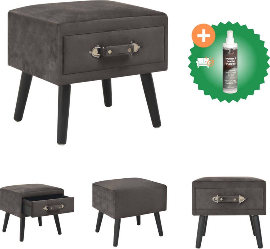 VidaXL Nachtkastje Fluweel Grijs 40x35x40cm Lade Kast Inclusief Reiniger