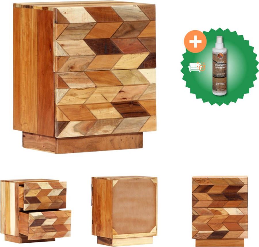 VidaXL Nachtkastje Hout 40 x 30 x 50 cm Vintage Gerecycled Hout Zwart Bruin Kast Inclusief Houtreiniger en verfrisser - Foto 3