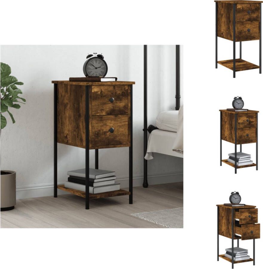 VidaXL Nachtkastje Nachtkastjes Kast Slaapkamermeubel Nachtkastje 32x42x70 cm bewerkt hout gerookt eikenkleurig