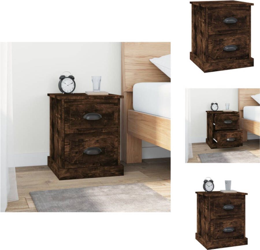 VidaXL Nachtkastje Nachtkastjes Nacht Kastje Nachtkastje 39x39x47 5 cm bewerkt hout gerookt eiken - Foto 2