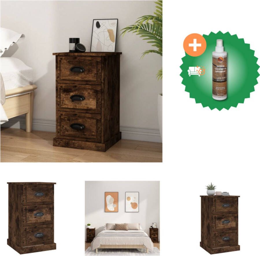 VidaXL Nachtkastje Gerookt Eiken 39 x 39 x 67 cm Duurzaam materiaal Kast Inclusief Houtreiniger en verfrisser
