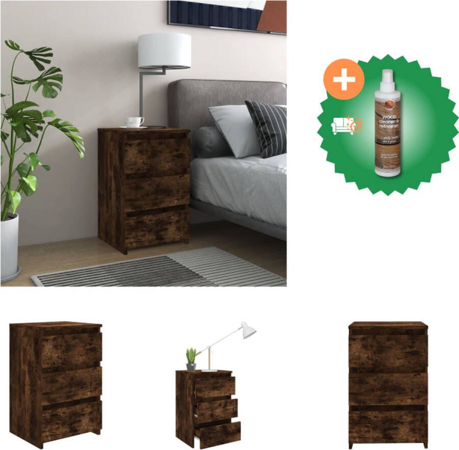VidaXL Nachtkastje 40x35x62-5 cm bewerkt hout gerookt eikenkleurig Kast Inclusief Houtreiniger en verfrisser