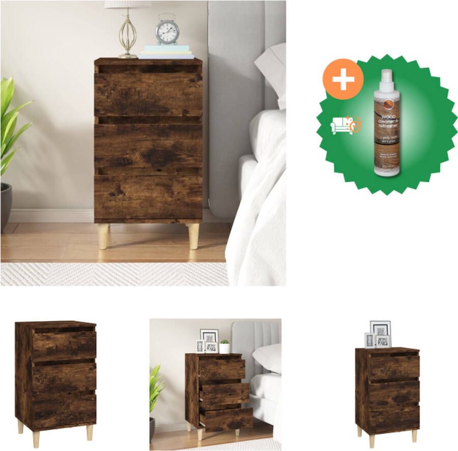 VidaXL Nachtkastje Industriële Stijl 40 x 35 x 70 cm Gerookt Eiken Multifunctioneel Kast Inclusief Houtreiniger en verfrisser - Foto 2