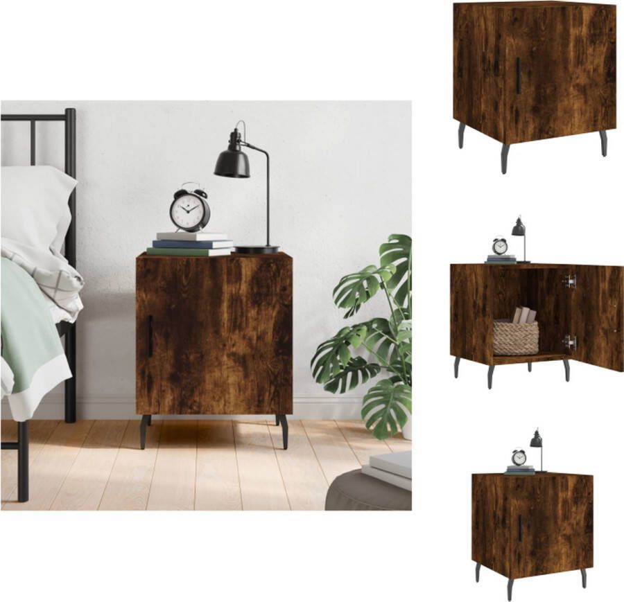 VidaXL Nachtkastje Nachtkastjes Bijzettafel Wandkastje Nachtkastje 40x40x50 cm bewerkt hout gerookt eikenkleurig - Foto 3