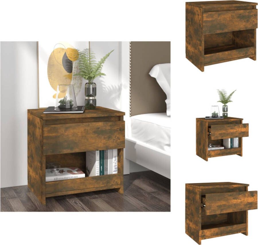 VidaXL Nachtkastje Nachtkastjes Houten Nachtkastje Houten Nachtkastjes Nachtkastje 40x30x39 cm bewerkt hout gerookt eikenkleurig - Foto 2