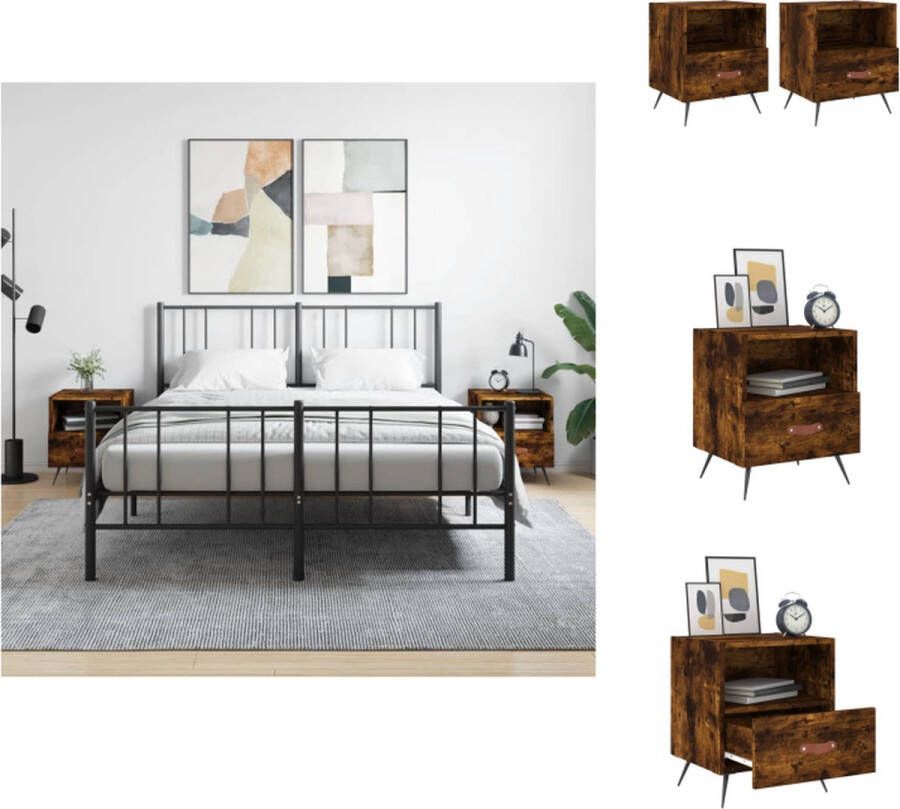 VidaXL Nachtkastje Nachtkastjes Bijzettafel Wandkastje Nachtkastjes 2 st 40x35x47 5 cm bewerkt hout gerookt eikenkleur