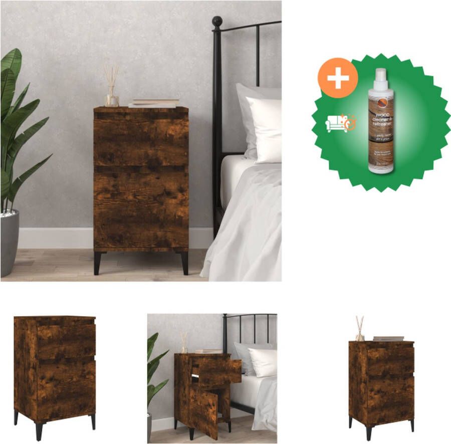 VidaXL Nachtkastje Gerookt eiken 40x35x70 cm Elegant ontwerp Duurzaam materiaal Kast Inclusief Houtreiniger en verfrisser