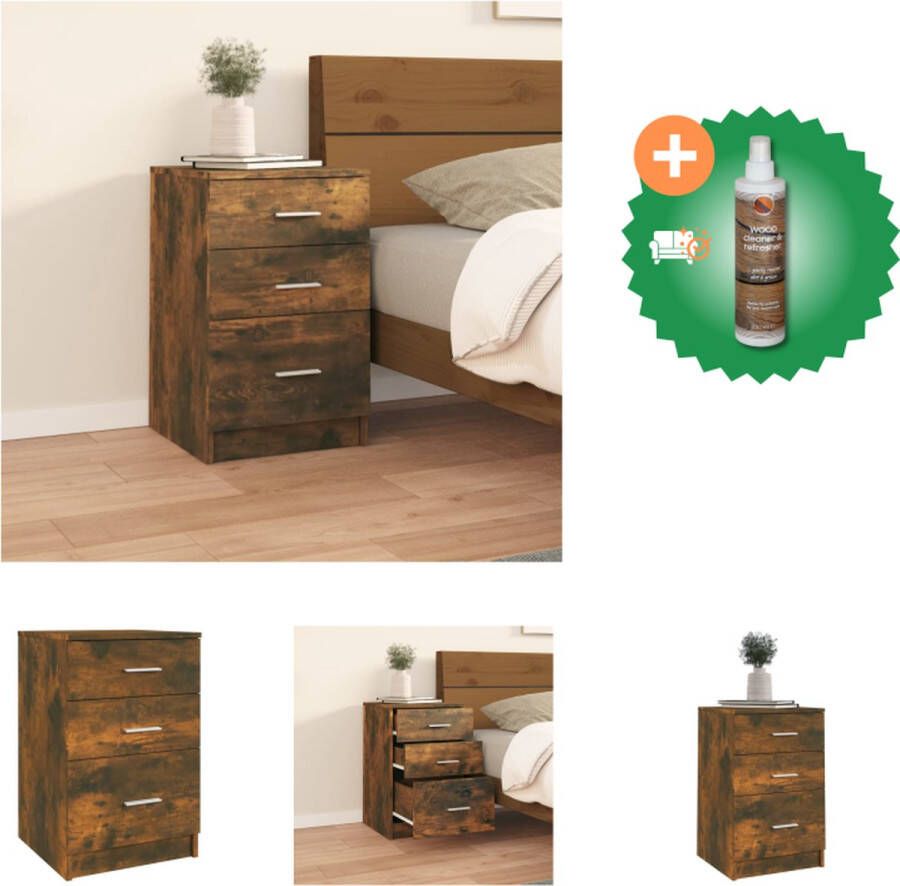 VidaXL Nachtkastje Gerookt Eiken 40x40x63 cm Praktisch en tijdloos design Kast Inclusief Houtreiniger en verfrisser