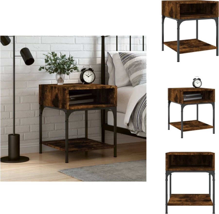 VidaXL Nachtkastje Nachtkastjes Kast Bijzettafeltje Nachtkastje 40x41x50 cm bewerkt hout gerookt eikenkleurig